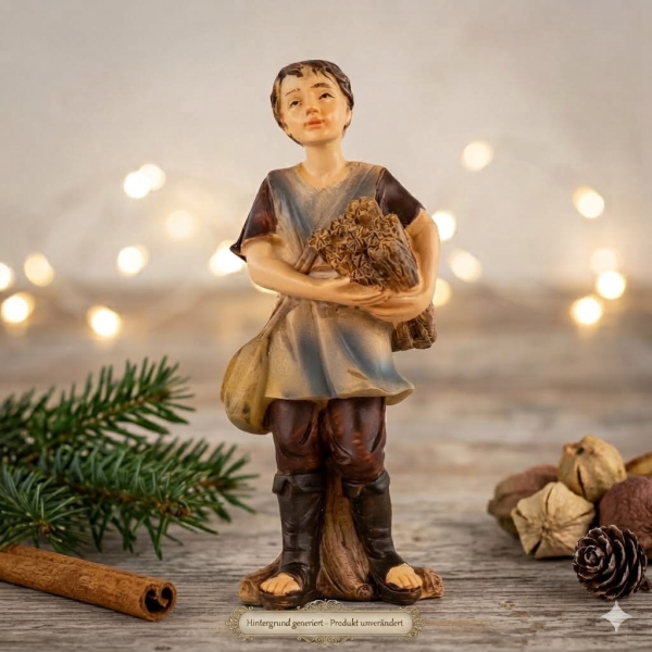 Handbemalte Krippenfigur Holzsammler, ca. 10 cm, K 183-45